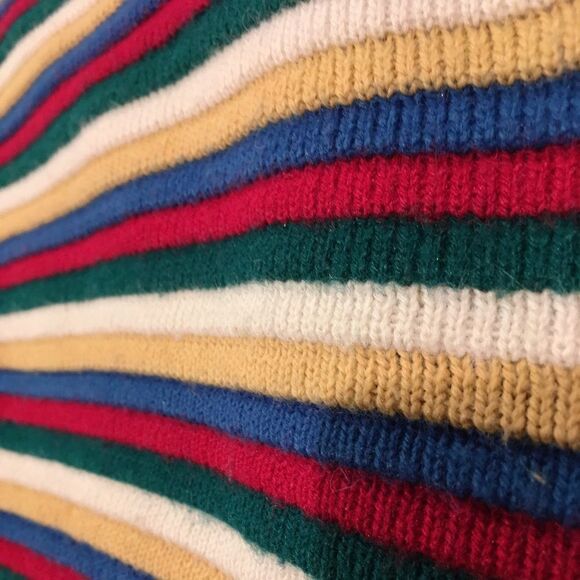 Vintage rainbow chunky knit turtleneck pullover warm sweater. 80s 90s vintage. - Picture 6 of 8